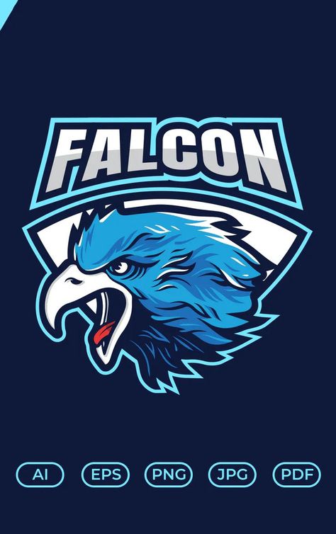 Falcon Mascot Esport Logo Template AI, EPS Falcon Logo Design, Timeless Logo Design, Falcon Logo, Timeless Logo, Graphic Design Infographic, Graphic Designing, Cartoon Logo, In Logo, Mascot Logo