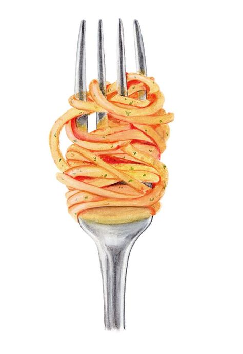 Food Illustrations | Disha Sharma — Markdisha Designs Themes To Draw, Pasta Illustration, List Of Themes, Pasta Fork, Food Illustration Design, Pasta Art, Vodka Pasta, Recipe Drawing, Macaroni Recipes