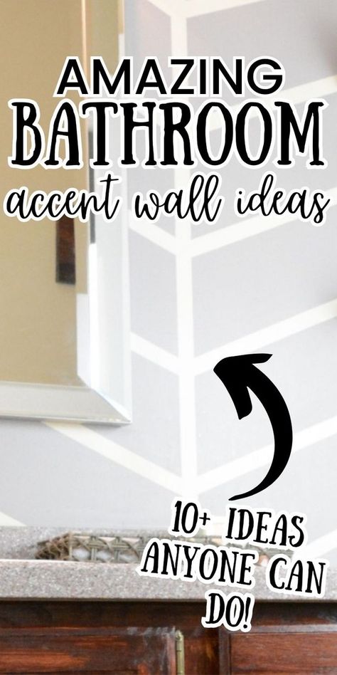 amazing bathroom accent wall ideas with painted gray and white bathroom with 10+ ideas anyone can do. Fun Accent Wall Ideas, Bathroom Paint Design, Modern Bathroom Paint, Diy Bathroom Paint, Fun Accent Wall, Painting Bathroom Walls, Bathroom Wall Coverings, Wallpaper Accent Wall Bathroom, Easy Bathroom Updates