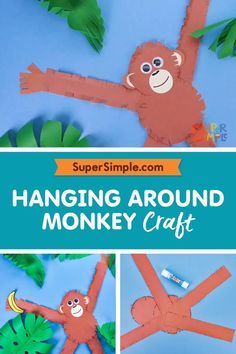 Jungle Kids Crafts, Monkey Projects For Preschool, Toddler Monkey Craft, Monkey Activity For Preschool, Monkey Diy Crafts, Jungle Habitat Projects For Kids, Jungle Crafts For Preschoolers, Monkey Preschool Activities, Monkey Crafts For Preschoolers