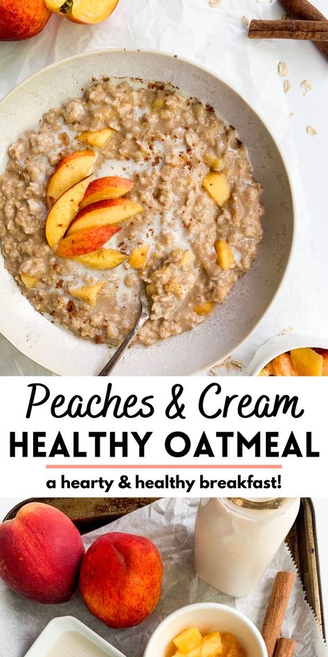 Oatmeal With Peaches, Peach Oatmeal, Healthy Oatmeal Recipes, Breakfast Oatmeal Recipes, Homemade Oatmeal, Lost 100 Pounds, Healthy Oatmeal, Oatmeal Breakfast, Peach Recipe