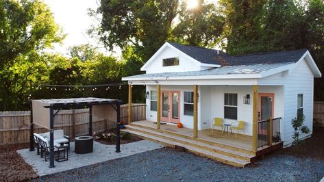 Storage Shed House Tiny Homes Cabin, Granny Pads Small Houses, Shed Turned Into Daycare, She’d To House Conversion, Shed Airbnb, Small Farmhouse Cottage, Shed Tiny House Conversion, Tiny Farmhouse Bathroom, Tiny Farmhouse Design