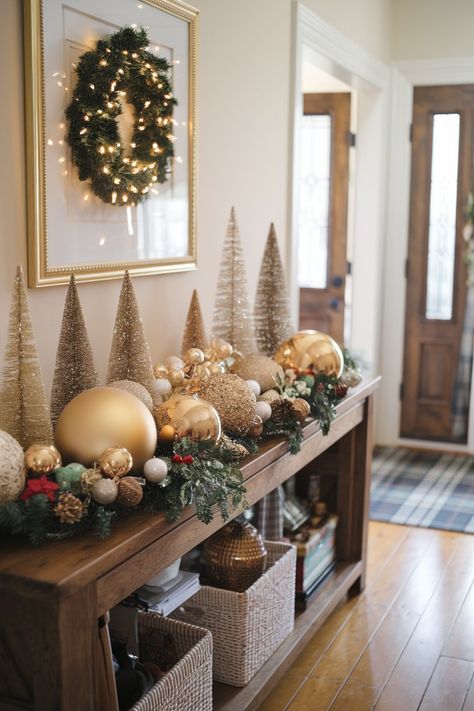 24 Elegant Christmas Entryway Ideas Foyer Ideas Entryway Christmas, Entryway Christmas Decor Entry Tables, Entryway Ideas Christmas, Christmas Entry Table Decor, Entry Way Christmas Decor, Entryway Christmas Decor, Foyer Ideas Entryway, Christmas Entry, Timeless Christmas