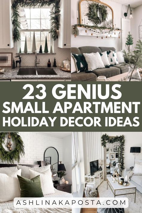 23 SMALL APARTMENT NEUTRAL CHRISTMAS HOME DECOR IDEAS — ASHLINA KAPOSTA Christmas Decor Ideas Indoor Apartment, Christmas Decor In Small Apartment, Minimalist Christmas Decor Small Spaces, Christmas Decorations Small Apartment, Apartment Decorating Christmas, Christmas Decor Small Apartment, Christmas Small Apartment, Christmas Decor For Small Apartment, Small Space Christmas Decor