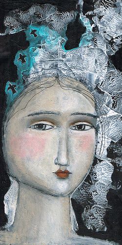 "ISABELLA" She And Her Cat, Modern Folk Art, Arte Folk, Modern Folk, Media Painting, Folk Art Painting, Mixed Media Painting, Mixed Media Canvas, Whimsical Art