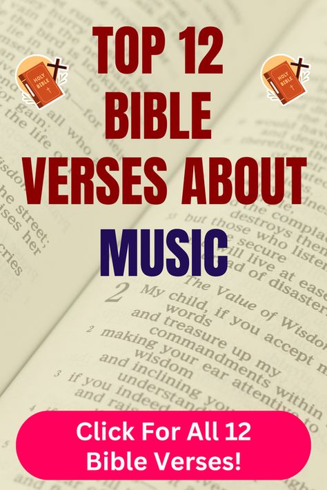 Check out our top 12 Bible verses about music and learn more what does the Bible say about music. Click For All 12 Bible verses! Bible Verse About Music, Bible Verses About Music, Music Bible Verses, Bible Verses About Relationships, Psalm 47, Psalm 149, Top Bible Verses, Bible Chapters, Psalm 40