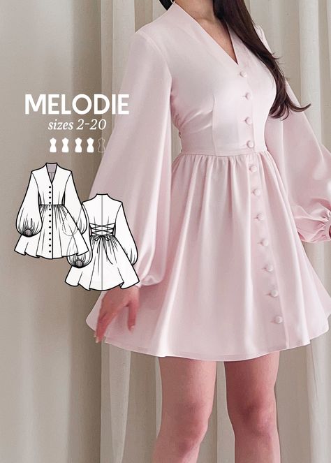 Melodie Dress Sewing Pattern by Dressmaking Amore Small Sewing Space, Making Dresses, Modesty Outfits, Sewing Dress, Vintage Dress Patterns, Pearl Dress, Sewing Stitches, Clothes To Make, Fashion Sewing Pattern