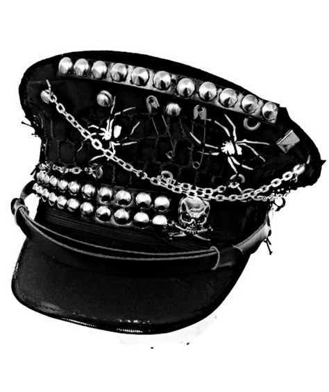 Vkei Accessories, Gothic Hats, Punk Hat, Goth Hats, Y2k Hats, Goth Hat, Punk Fashion Diy, Nerd Glasses, Punk Accessories