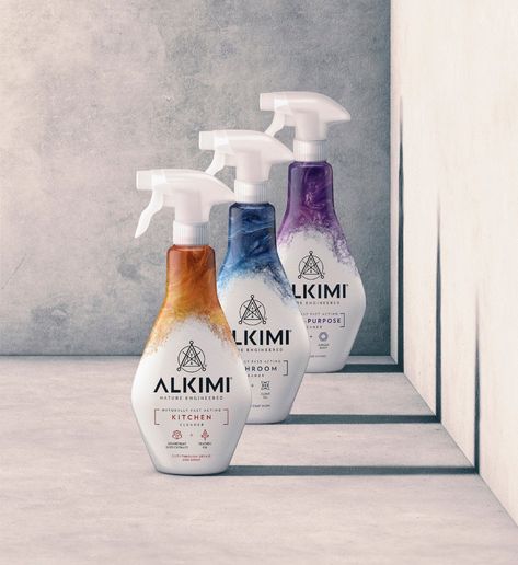 ALKIMI on Packaging of the World - Creative Package Design Gallery Detergent Packaging Design, Detergent Design, Detergent Packaging, Cleaning Packaging, Cleaning Products Design, Conical Flask, Package Design Inspiration, Luxury Packaging Design, Brand Symbols