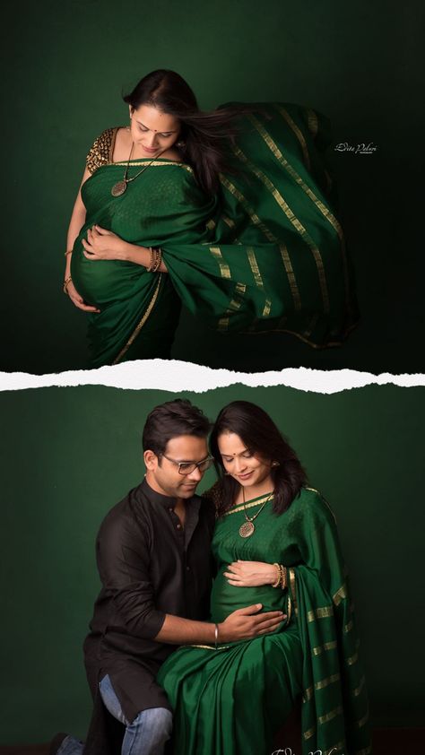 Indian couple - maternity photo session in traditional outfit - saree. #pune #maternityphotography #maternityphotoshoot Maternity Photography Poses Indian Saree, Maternity Photoshoot Ideas In Saree, Maternity Photography On Saree, Indian Maternity Photos Saree, Maternity Photo Shoot Ideas Traditional, Indian Maternity Outfits, Traditional Maternity Shoot In Saree, Maternity Photoshoot Poses In Saree, Metarnity Photoshoot Indian In Saree