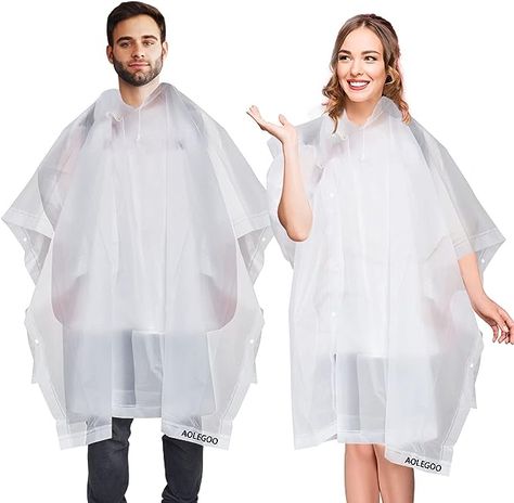 2 pack of Rain Ponchos, Portable Adults Waterproof Ponchos , Reusable raincoat with Hoods for Camping, Hiking Travel, Amusement Parks, Festival Mac #WATERPROOF #PONCHO Clear Raincoat, Waterproof Poncho, Festival Poncho, Rain Mac, Kids Rain, Rain Poncho, Amusement Parks, Hooded Raincoat, Disney World Tips And Tricks