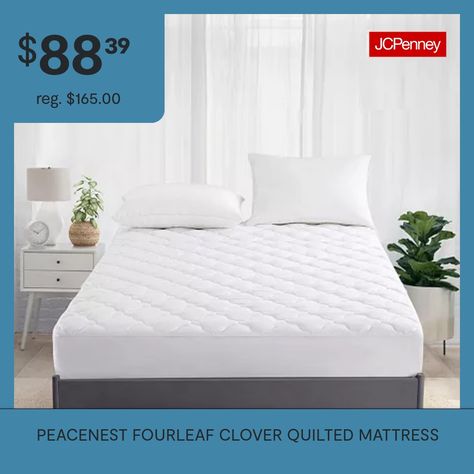 Add an extra layer of comfort to your mattress with the four-leaf clover quilted mattress pad by peacenest. Made from 100% polyester, this mattress pad offers a soft and cozy surface that enhances your sleep experience. The unique four-leaf clover quilted design adds a touch of charm and elegance to your bedding ensemble. The fully elasticized skirt ensures a secure and snug fit to your mattress, preventing any shifting or slipping throughout the night. With a hypoallergenic polyester fill, thi… Mattress Pads, Mattress Pad, Leaf Clover, Four Leaf Clover, Quilting Designs, Snug Fit, Mattress, Color White, Sleep