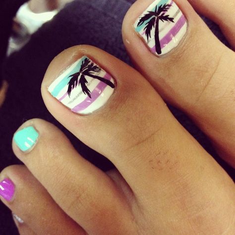 Beach Toe Nails, Toenail Art Designs, Tropical Nail Art, Easy Toe Nail Designs, Simple Toe Nails, Pretty Toe Nails, Tropical Nails, Cute Toe Nails, Summer Toe Nails