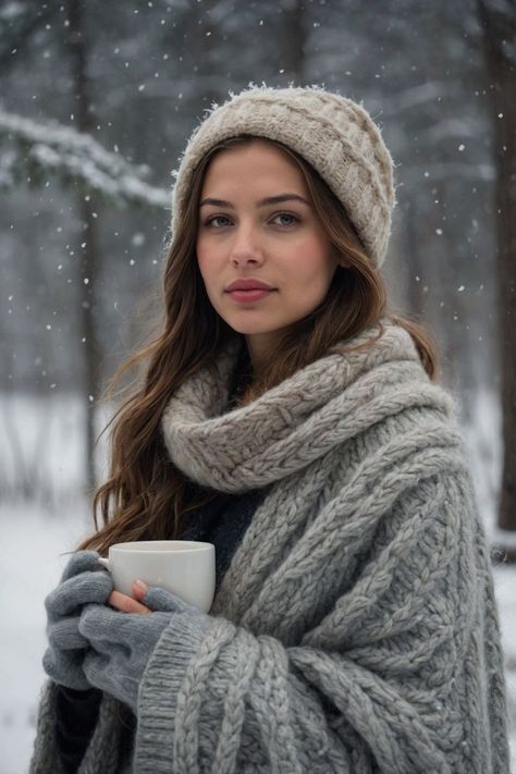 Cute Winter Photoshoot Ideas, Senior Picture Ideas Winter, Cozy Portrait, Winter Portraits Photography, Snow Portrait, Snowy Portraits, Christmas Selfie, Outdoor Christmas Decoration Ideas, Outdoor Decoration Ideas