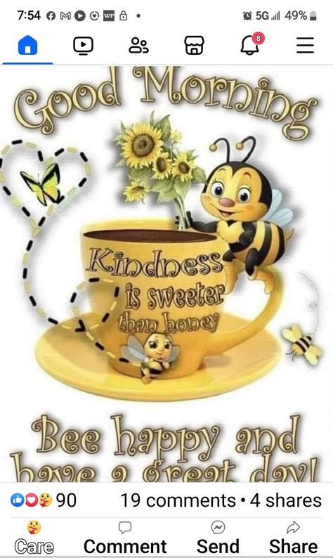 Bee Happy Quotes, Cabin Coffee, Bee Quotes, Good Morning Hug, Happy Day Quotes, Good Morning Happy Sunday, Good Morning Sunshine Quotes, Happy Morning Quotes, Good Morning Inspiration