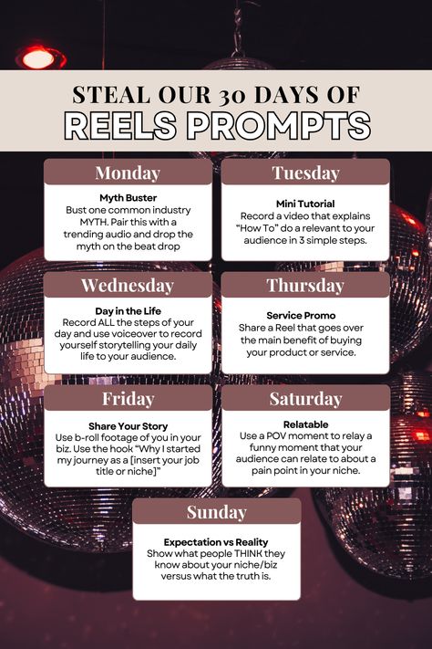 We have grown our Instagram to 160K+ followers AND we are giving out some of the EXACT Reels prompts we have used to pull in over 15 MILLION views for FREE! 👀 Download our 30 Days Reel Challenge for FREE & learn: ➡️ How to record a Reel ➡️ How to edit a Reel ➡️ How to add effects ➡️ 30 Days of Reels Ideas ➡️ ++What to do AFTER you post Go from a beginner to a Reels PRO in just 30 days with these FREE prompts! Download Now. 30 Day Reels Challenge Business, 30 Day Reels Challenge, Instagram Prompts, Instagram Reel Ideas, Instagram Manager, Pregnancy Workout Videos, Reels Ideas, Airbnb Promotion, Reel Ideas