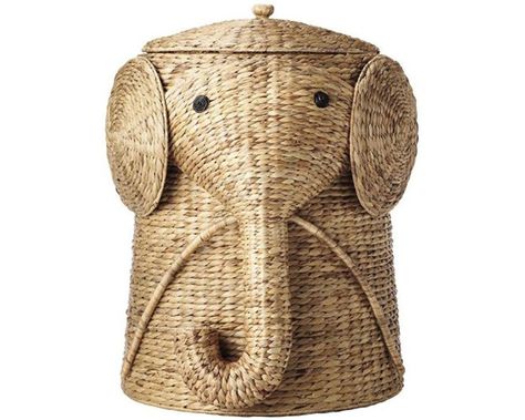 Collapsible, rolling, compartmentalized, and easy to carry. Your laundry day soulmate is right here! Elephant Hamper, Bathroom Hampers, Elephant Basket, Elephant Hat, Tropical Nursery, Toy Storage Bins, Nursery Toys, Woven Wood, Elephant Nursery