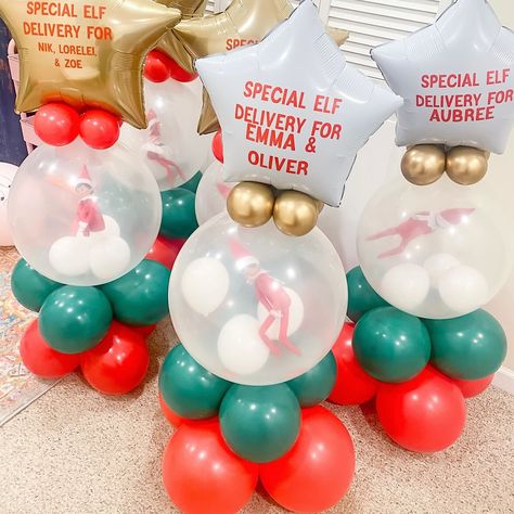 ITS TIIIIIIIME!❤️ who is ready for their favorite elf to visit?! Make sure you swipe to the side➡️ to see this years elf balloon design! I wanted to change things up, so they will look a bit different this year✨ 🌟Elfs must be dropped of by 11/22🌟 🌟Balloon pick up on 11/30🌟 ✨ONLY $45!✨ Limited quantities available!! DM me today to order!! *PLEASE NOTE: This years balloon will look like the mockup design! The photo posted is from last year. Childs name will not be on the balloon. If you wou... Elf On The Shelf Arrival Balloon, Elf Balloon Ideas, Elf In Balloon, Elf In A Balloon, Elf On The Shelf Balloon Arrival, Elf On The Shelf Balloons, Elf Balloons, Balloon Tower, Holiday Balloons