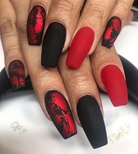 Red And Black Nails, Red Black Nails, Turtle Nails, Red Ombre Nails, Prom 2022, Red Nail Art, Red Acrylic Nails, Red Nail Designs, Red Foil