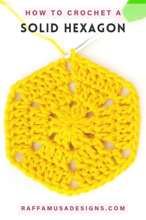 How to Crochet a Solid Hexagon – Free Pattern & Tutorial Hexagon Granny Square Tutorial, Hexagon Crochet Tutorial, Crochet Honeycomb Granny Square, Free Crochet Hexagon Motif Patterns, Granny Hexagon Crochet Free Pattern, Honeycomb Granny Square, Alternative Granny Square Patterns, Solid Hexagon Crochet Pattern, Crochet Solid Granny Square Pattern Free