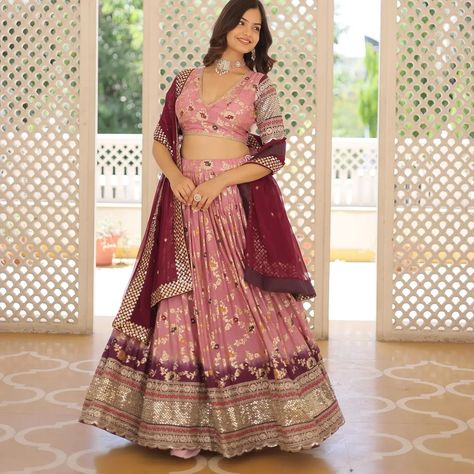 Designer party wear lehengas DM for order what's app 8309874411 💃*LEHENGA CHOLI COLLECTIONS-2024* 👗 💕 *Designer Dyeable Pure Viscose Jacquard fabric Lehenga Choli & Dupatta Set* 💃🏻 *Code:- LW-7105* *Lehenga:- (Full-Stitched)*👇🏻 👉🏻 *Fabric & Work:-* Pure Dyable Viscose Jacquard With 2D Dyeing And Embroidered Sequins work. 👉🏻 *Length :-* 42'' 👉🏻 *Waist :-* 42'' 👉🏻 *Inner:-* Cotton 👉🏻 *Flair :-* 3.5 Mtr 👉🏻 *Closure :-* Chain Attached & With Dori Latkan 👉🏻 *Stitching Type:-* Stitched Can-... Fabric Work, Dupatta Set, What's App, Jacquard Fabric, Lehenga Choli, Lehenga, Party Wear, Pure Products, Fabric