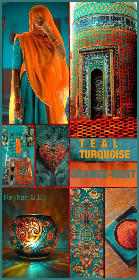 Turquoise and Bright Coral ~~~ African Color Palette, Turquoise Color Combinations, Revere Pewter, Colour My World, Colour Pallets, Color Schemes Colour Palettes, Color Boards, Color Board, Interior Painting