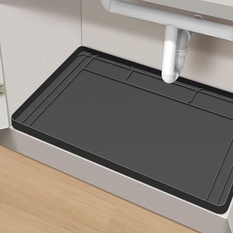 Amazon.com: Under Sink Mats for Kitchen Waterproof, 34" x 22" Undersink Mats for Bottom of Kitchen Bathroom Sink, Thick Under Sink Drip Tray for Leaks and Spills, Easy to Install, Clean and Customizable-Dark Gray: Home & Kitchen Under Kitchen Sink, Sink Tray, Sink Mats, Sink Cabinet, Drip Tray, Kitchen Cabinets In Bathroom, Under Sink, Store Organization, Bathroom Cabinets