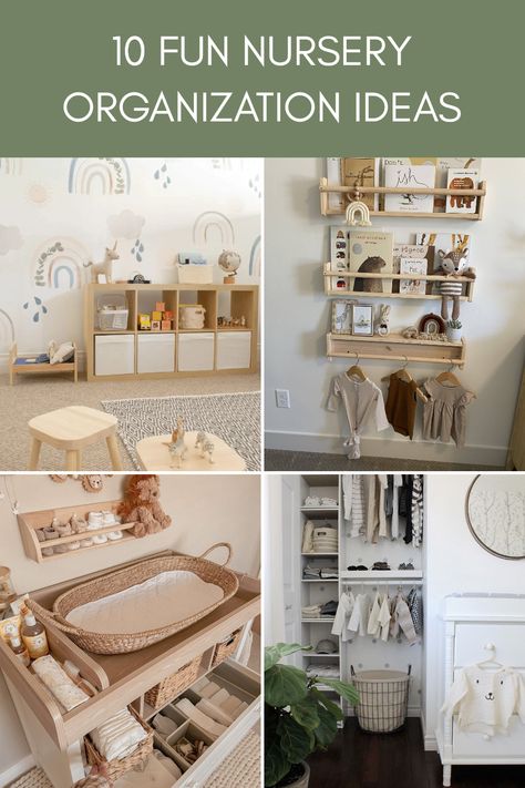 Preparing for a little one? Organizing a nursery can be fun and rewarding! Check out these 10 creative tips that will help you organize everything from clothing to toys efficiently. Create a cozy space with clever storage solutions, creative decor ideas, and smart layouts to make your baby’s room both functional and adorable! These nursery organization hacks will transform chaos into calm and ensure you have everything you need right at your fingertips. Your little one's cozy sanctuary is just a few organization tricks away! Organize Newborn Stuff, Nursery Changing Station Organization, Small Closet Nursery Organization, Nursery Must Haves Newborns, Nursery Shelf Organization, Small Nursery Storage Ideas, How To Organize Baby Clothes, Baby Storage Ideas For Small Spaces, Nursery Ideas Storage