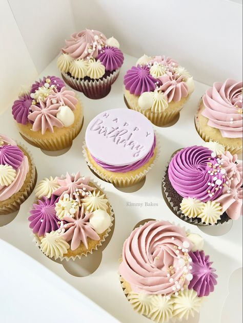 75 Birthday Cupcakes, 25th Birthday Cupcakes For Women, 80th Birthday Cupcakes, Purple Theme Birthday, 80 Cake, Birthday Cupcakes For Women, Cupcakes With Sprinkles, 30th Birthday Cupcakes, Purple Cupcakes