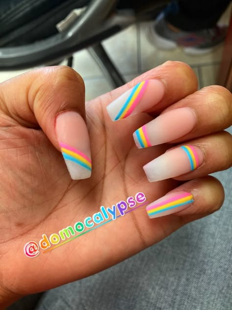 Nails Nonbinary Nails Designs, Nails Acrylic Pride Month, Trending Acrylic Nails Simple, Gay Pride Nails Acrylic, Pride Themed Nails, Non Binary Nail Art, Pride Inspired Nails, Lgbtq Nail Designs, Simple Pride Nail Ideas