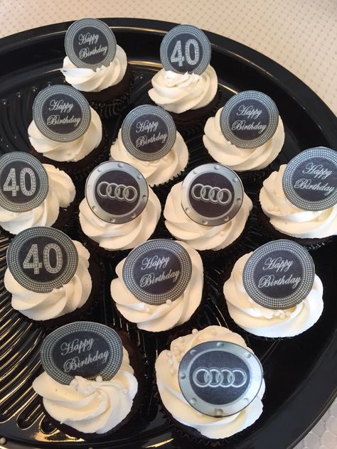 Happy 40th AUDI lovers cupcakes Audi Birthday Party, Audi Cupcakes, Birthday Cake For Boyfriend, Cake For Boyfriend, Happy 40th, Nail Art Designs Videos, Spock, Fondant Cakes, Homemade Cakes