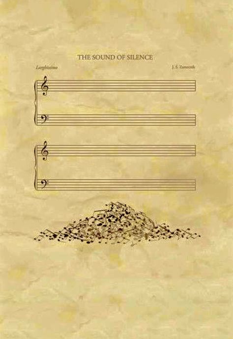 The Sound Of Silence ~ J. S. Zamecnik 😜 The Sound Of Silence, Sound Of Silence, Music Jokes, Music Paper, Junji Ito, I'm With The Band, I Love Music, Music Score, Music Humor