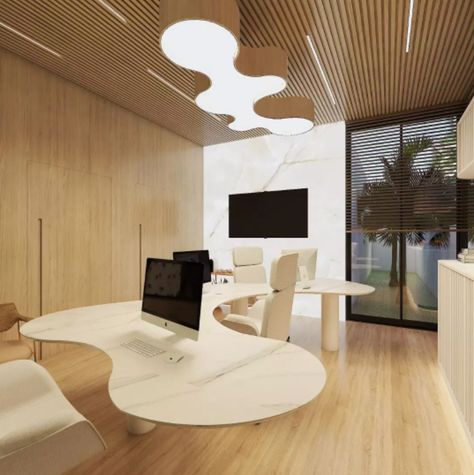 Apple Office Interior Design, Organic Desk Design, Neuroarchitecture Design, Apple Office Interior, Organic Office Design, Organic Style Interior, Medical Office Interior, Apple Office, Doctor Office Design