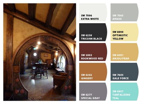 Instantly turn any picture into a palette with ColorSnap, created for you by Sherwin-Williams. Hobbit Hole Basement, Hobbit House Aesthetic Bedroom, Hobbit Study Room, Hobbit Interior Aesthetic, Hobbit Cottage Interior, Hobbit Inspired Home Decor, Hobbit Room Ideas, Hobbit Room Aesthetic, Hobbit Home Interior