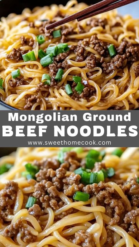 Enjoy bold flavors with this quick Mongolian ground beef noodles recipe! Perfect for easy dinner ideas or meal prep, this savory dish features tender noodles and a rich, flavorful sauce. A simple, satisfying recipe for busy nights! Beef Ground Recipes, Mongolian Ground Beef Noodles, Mongolian Ground Beef, Ground Beef Noodles, Dinner Ideas With Chicken, Beef Dinner Ideas, Ground Recipes, Dinner Ideas For Two, Beef Noodles