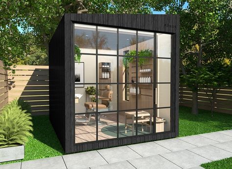 Small Garden Office Pod, Garden Rooms Uk, Small Garden Office, Residential Garden, Insulated Garden Room, Gym Room At Home, Storage Shelving, Backyard Office, Glass Room