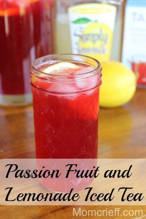 Passion Fruit and Lemonade Iced Tea.  Refreshing, lower calorie and non-carbonated.  I've been told this is a great copycat to a Starbuck's beverage.  Yum! Tea Lemonade Recipe, Herbal Iced Tea, Healthy Iced Tea, Lemonade Tea Recipe, Lemonade Iced Tea, Iced Tea Recipes Homemade, Passion Tea Lemonade, Homemade Iced Tea, Passion Tea