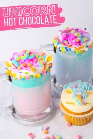 Unicorn Hot Chocolate Recipe, Unicorn Hot Chocolate, Ice Cream Floats, White Hot Chocolate, Baked Strawberries, Chocolate Powder, Strawberry Cream Cheese, Hot Chocolate Recipes, Delicious Treats