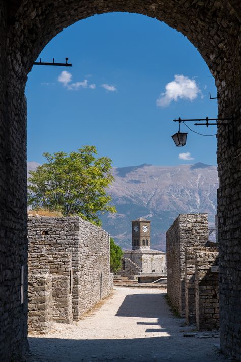 Gjirokaster, the stone city of Albania | Nomad Photographer Gjirokaster Albania, Manor Homes, Stone City, Castle Wall, Remote Workers, Old Stone, Most Beautiful Cities, New Town, Clock Tower