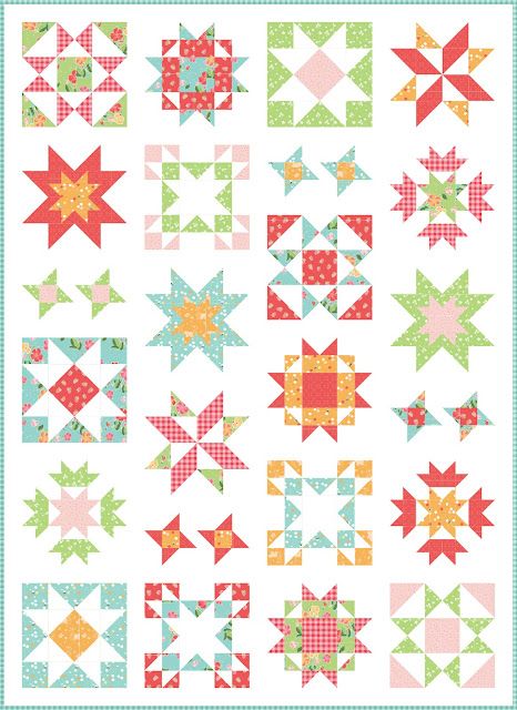 Clear Sky quilt pattern by Andy of A Bright Corner - a modern sampler style star quilt Sky Quilt Pattern, Sky Quilt, Triangle Quilt Pattern, Quilt Block Patterns Free, Quilt Magazine, Sampler Quilts, Star Quilt Blocks, Star Quilt Patterns, Style Star