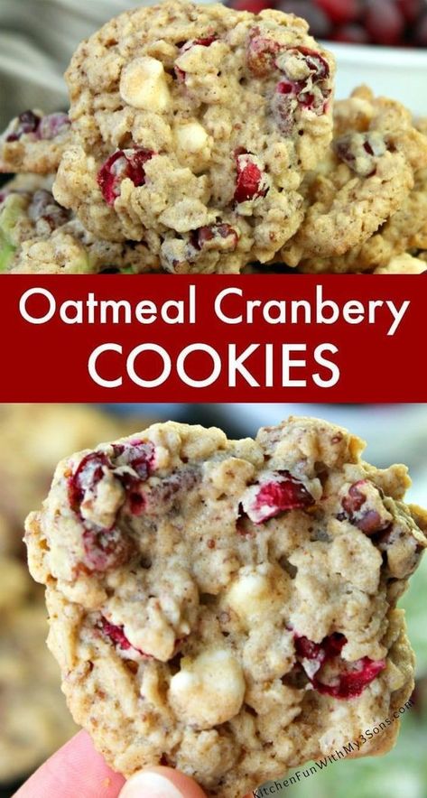 Cookies With Fresh Cranberries, Oatmeal Cranberry Cookies Recipe, White Chocolate Oatmeal, Cranberry Oatmeal Cookies, Cranberry Cookies Recipes, Cranberry Oatmeal, Oatmeal Cranberry Cookies, Christmas Cookie Recipe, Cookie Recipes Unique