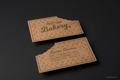 FREE ONLINE delightfully creative & unique DIE CUT KRAFT business card template | RockDesign.com Fun Business Cards, Brown Kraft Business Cards, Tooth Template, Sweets Business, Google Business Card, Kraft Business Cards, Cool Business Cards, Business Cards Creative, Best Templates