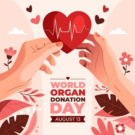 World Organ Donation Day, World Heart Day, Health Symbol, Flat World, Organ Donor, Organ Donation, Day Illustration, Body Condition, Heart Day