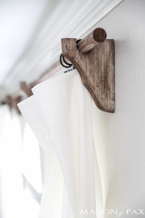 You searched for diy curtain rods - Maison de Pax Restoration Hardware Look, Wood Curtain Rods, Diy Curtain Rods, Restoration Hardware Inspired, Farmhouse Style Bedrooms, Wood Curtain, Farmhouse Curtains, Diy Farmhouse Decor, Magnolia Homes