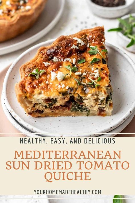 Quiche With Sun Dried Tomatoes, Spinach Sundried Tomato Quiche, Quiche With Sundried Tomatoes, Sundried Tomato Quiche Recipes, Quiche Sundried Tomato, Sun Dried Tomato Quiche Recipes, Quiche Filling Ideas, Quiche Recipes Vegetarian, Sun Dried Tomato Frittata