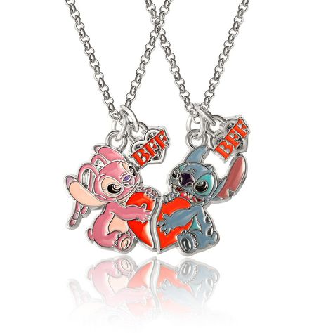 Cool Bff Necklaces, Stitch Necklace Disney, Lilo And Stitch Wedding Theme, Stitch Disney Cute, Stitch Gift Ideas, Stitch Merch, Bff Pendant, Stitch Outfits, Stitch Toys