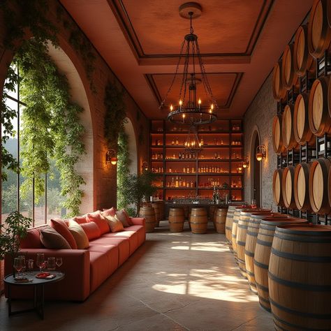 Art Deco Style Winery Design Ideas Modern Winery Interior Design, Distillery Interior Design, Winery Interior Design, Winery Interior, Tasting Room Design, Winery Design, Vintage Wine Bottle, Rustic Wooden Table, Marble Columns