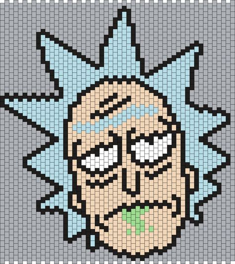 Rick from Rick and Morty (Multi/Brick Stitch Pattern) Rick And Morty Crochet Pattern, Pickle Rick Pixel Art, Rick And Morty Perler Bead Patterns, Perler Bead Patterns Rick And Morty, Rick And Morty Pixel Art, Rick And Morty Bead Pattern, Beaded Banners, The Rocky Horror Picture Show, Pony Bead Patterns