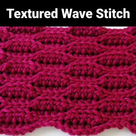 Crochet Textured Wave Stitch - [Video Tutorial] Wave Stitch, Crochet Stitches Free, Crochet Knit Stitches, Crochet Videos Tutorials, Textured Waves, Crochet Stitches Tutorial, Crochet Stuff, Crochet Stitches Patterns, Tunisian Crochet