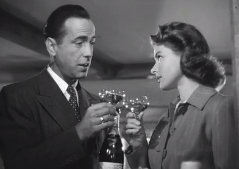 "With the whole world crumbling, we pick this time to fall in love." - Casablanca http://www.hark.com/clips/zbqgpdbqby-with-the-whole-world-crumbling Casablanca Movie, Casablanca 1942, Play It Again Sam, Vintage Champagne Glasses, Turner Classic Movies, Ingrid Bergman, Old Flame, Humphrey Bogart, Vintage Champagne